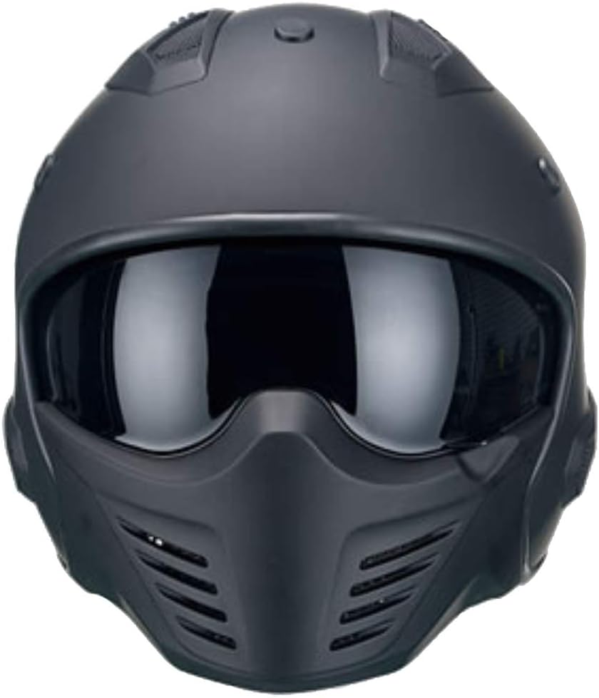 Motorradhelm Jethelm Helm RALLOX 726 matt schwarz mit ansteckbaren Kinnteil Grösse S, S