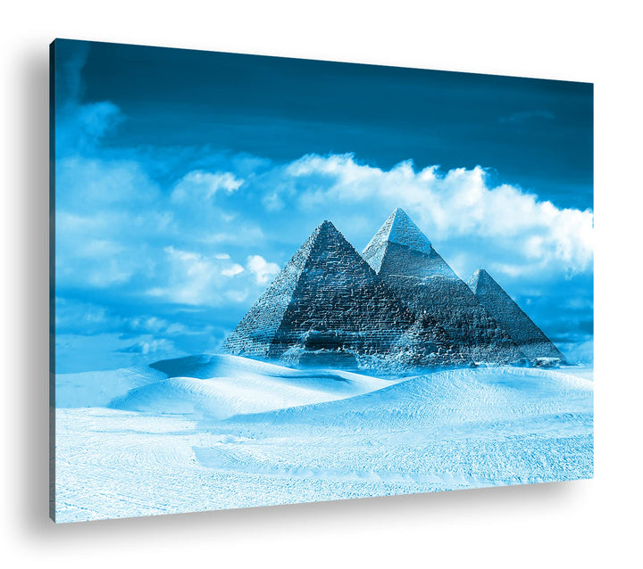 deyoli Die Pyramiden von Gizeh Format: 80x60 Effekt: Monocrome Blau als Leinwand, Motiv fertig gerah