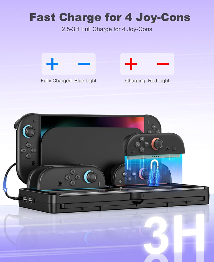 Switch 2 Ladestation & Aufbewahrungsstation für Nintendo Switch 2 Konsole - 4 Joy-Pads gleichzeitig