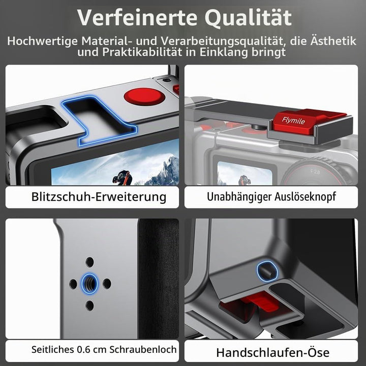 BRDRC Grip Kit für DJI Action 5 Pro 4 3 (mit Käfig), Griffhalter-Bundle Erweiterungshalterung mit Au