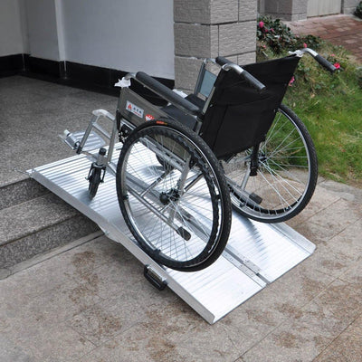 Rollstuhlrampe Rollirampe Auffahrschiene 2X faltbar Aluminium 183cm 270kg Kofferrampe
