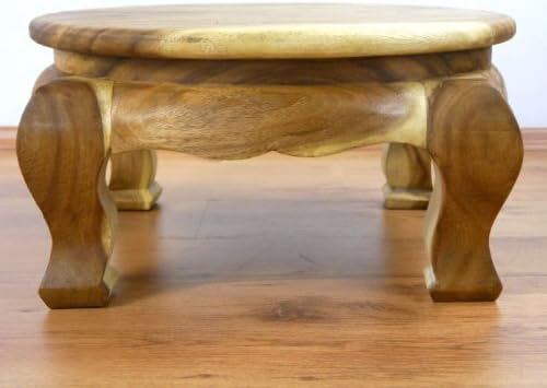 livasia Runder Opiumtisch, Beistelltisch, Massivholztisch, Nachttisch, Podest Natur 50cm, Natur 50cm