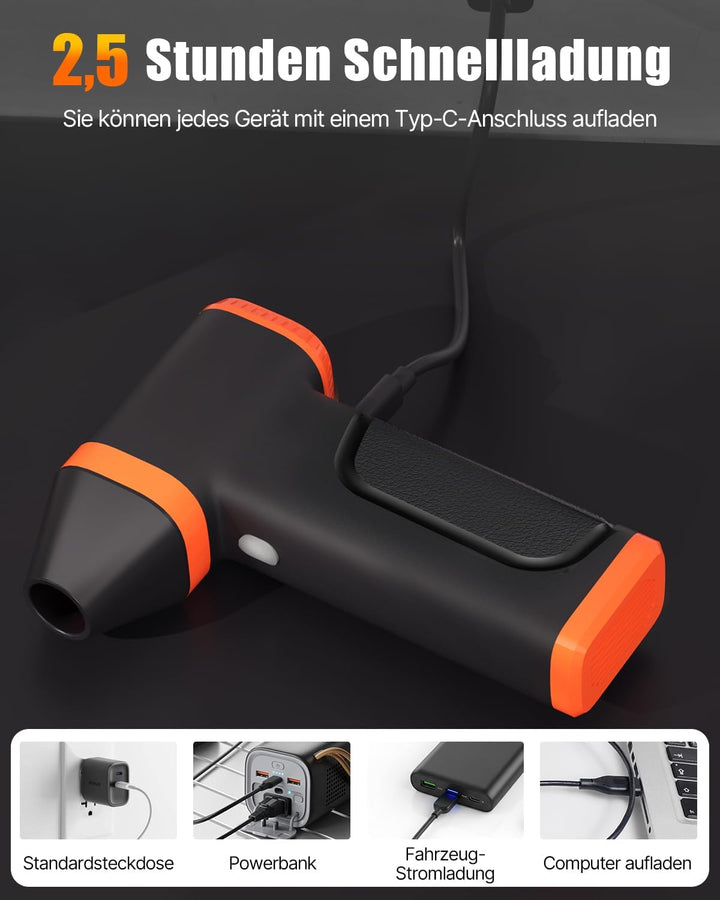 WOWDSGN Elektrischer Staubgebläse Kabellos - Gebläse Akku -130.000 U/min, 4 Geschwindigkeiten, Wiede