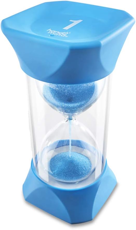 Learning Resources Jumbo-Sanduhr, 1-Minute-Sanduhr mit gummierten weichen Endkappen, für ruhige Paus