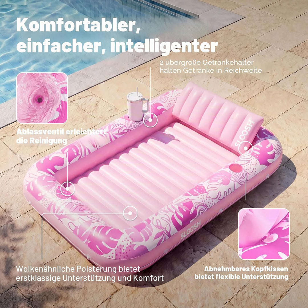 SLOOSH Aufblasbare Tanning Pool, 70" x 46"/ 85" x 57" Grosse aufblasbarer Luftmatratze für Erwachsen