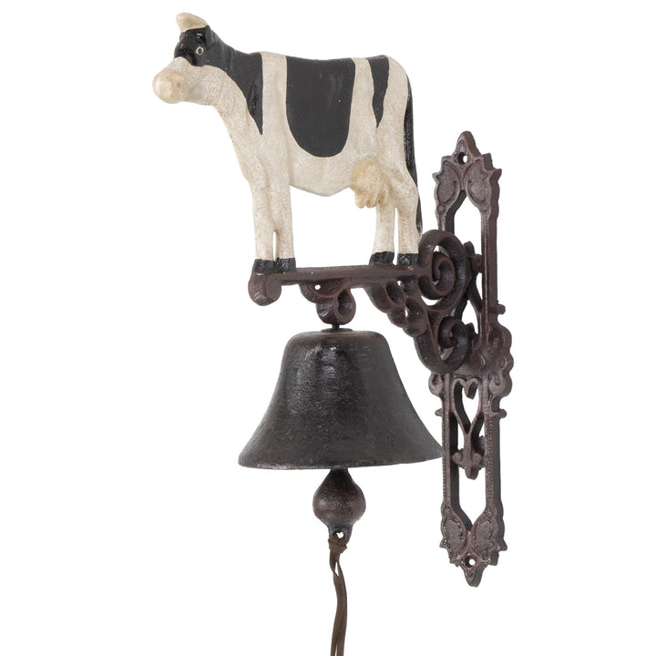 Moritz Gusseisen Wandglocke gefleckte Kuh schwarz weiss Bauernhof Glocke Türglocke 38,5 cm Höhe Haus