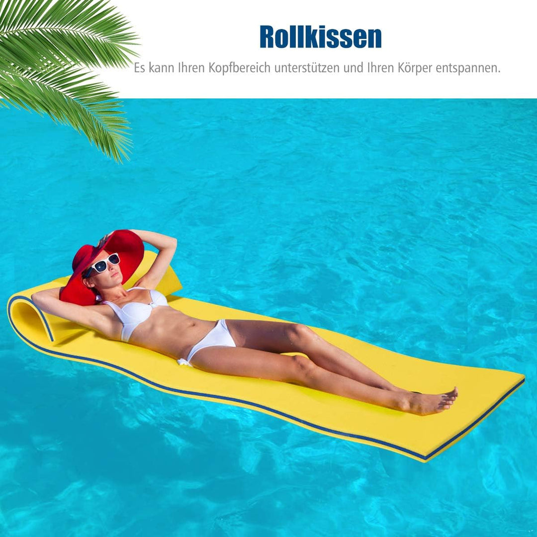 COSTWAY Schwimmmatte 355 x 183 cm, Schwimmende Wassermatte bis 400 kg belastbar, Schwimmmatte aus re