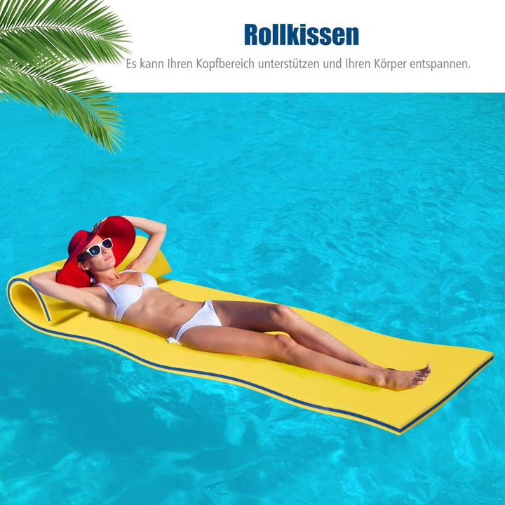 COSTWAY Schwimmmatte 355 x 183 cm, Schwimmende Wassermatte bis 400 kg belastbar, Schwimmmatte aus re