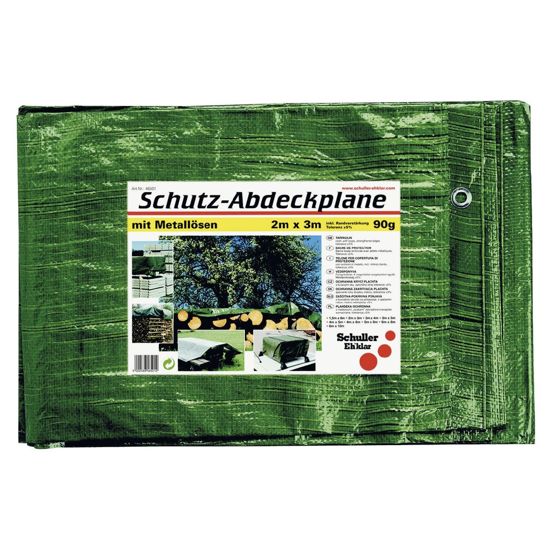 SCHULLER Abdeckplane mit Ösen Farbe 90 Gramm, 10 x 12 m, grün, 46519, 10 x 12 m