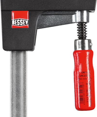 BESSEY UK3.006 UniKlamp Gehäuseklemme, 15,2 cm, Schwarz und Rot, mit hellem verzinktem Stahl