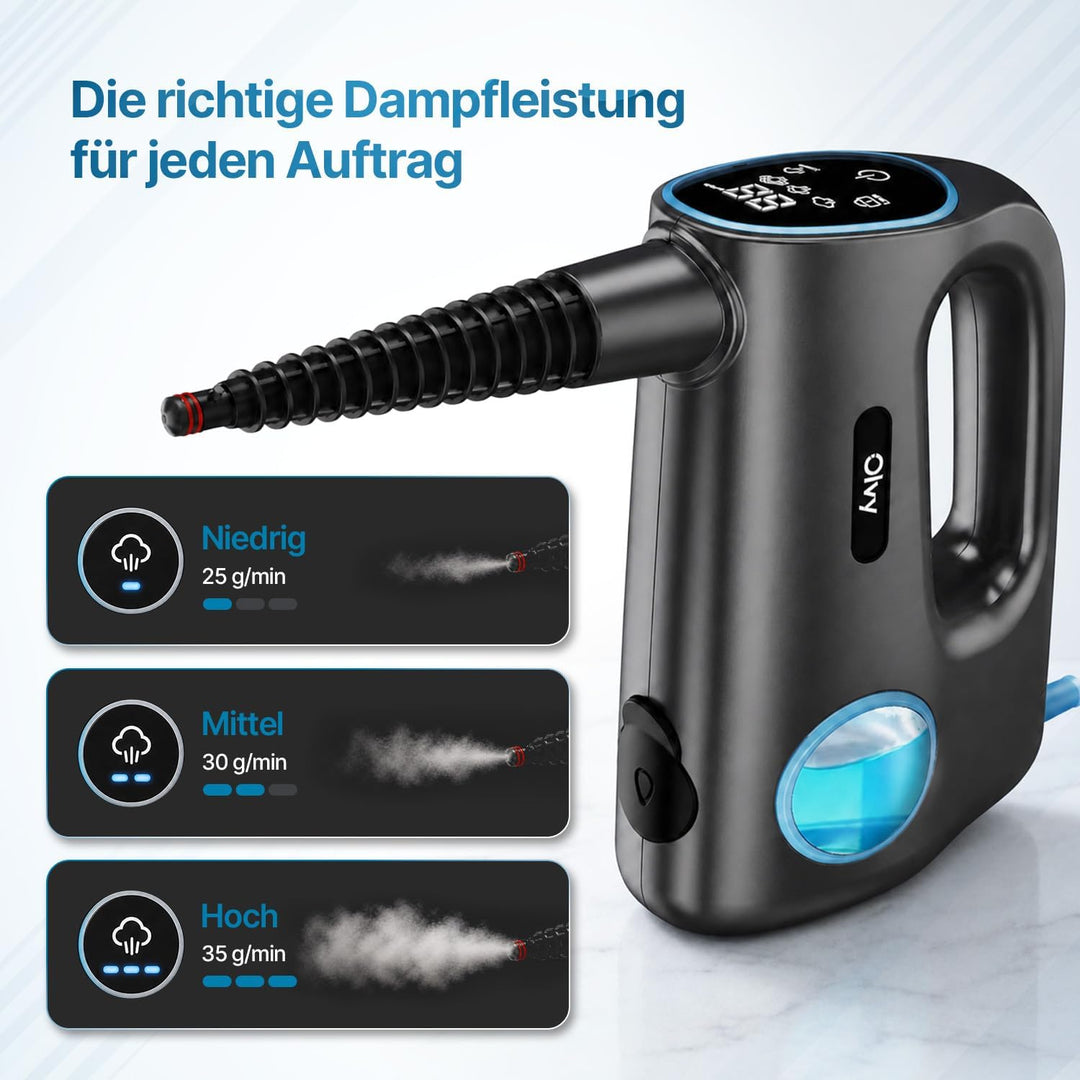 Olvy 2-in-1 Dampfbesen & Handdampfreiniger, 1200W Hochdruck Bodenreiniger für Hartböden & Teppiche,