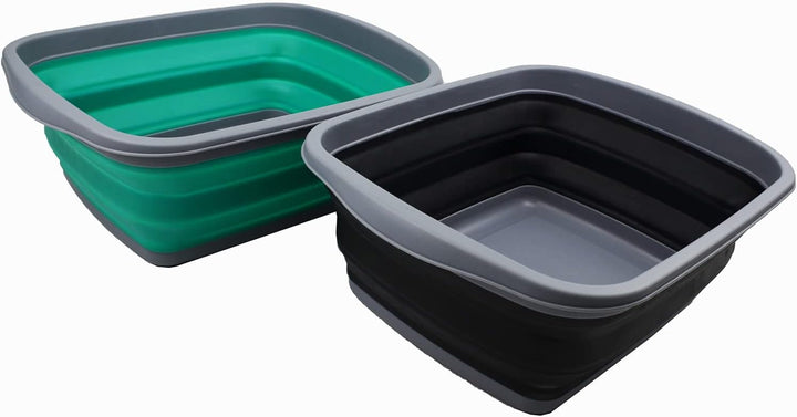 SAMMART 10L Set mit 2 zusammenklappbaren Wannen – Faltbare Geschirrwanne – tragbares Waschbecken – p