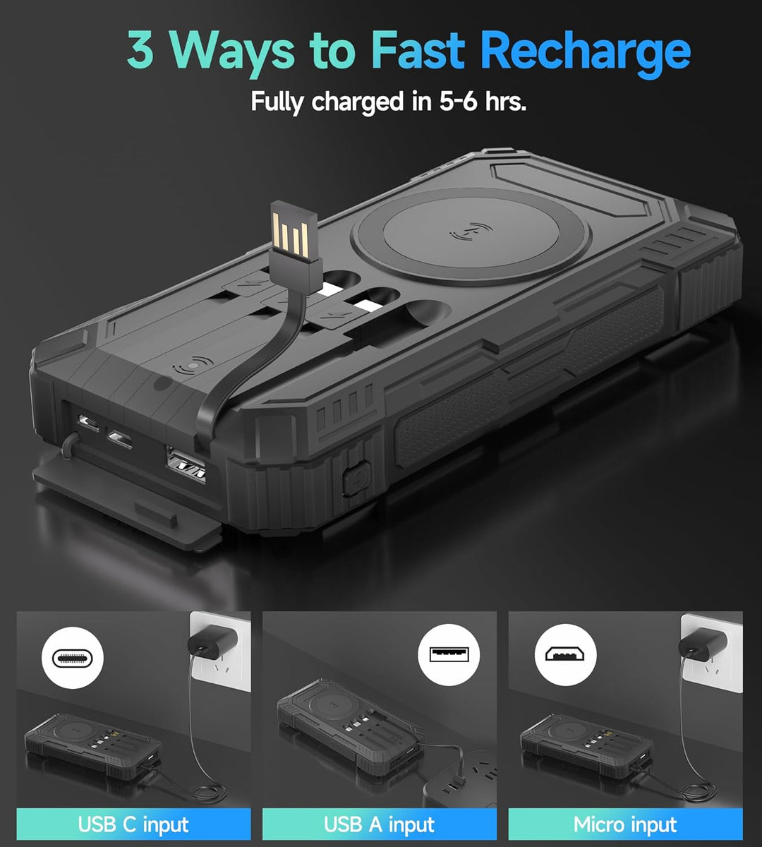 Solar Powerbank 56800mAh, 30W Solarladegeräte PD 3.0A USB C Schnellladen mit 4 Kabeln, 3 Port (2 USB