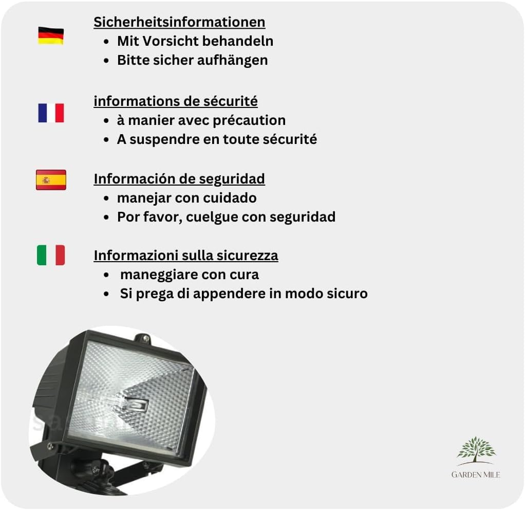 Halogenleuchte mit Sicherheitslicht und PIR-Bewegungssensor (Passiv-Infrarotmelder), für den Aussenb
