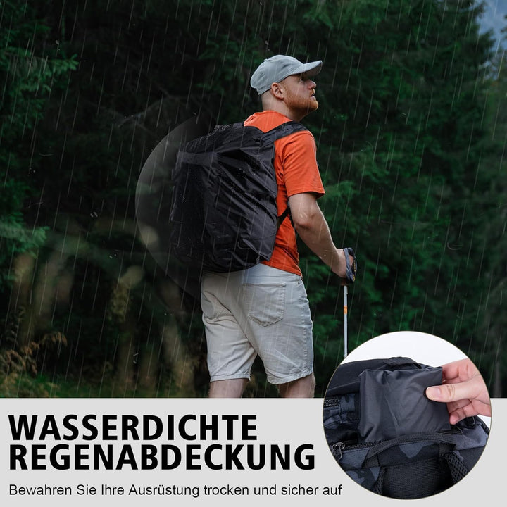 Goture Angelrucksack mit 4 Köderbox Angeln, 45-Liter Angelzubehör-Rucksack mit Zwei Rutenhaltern und