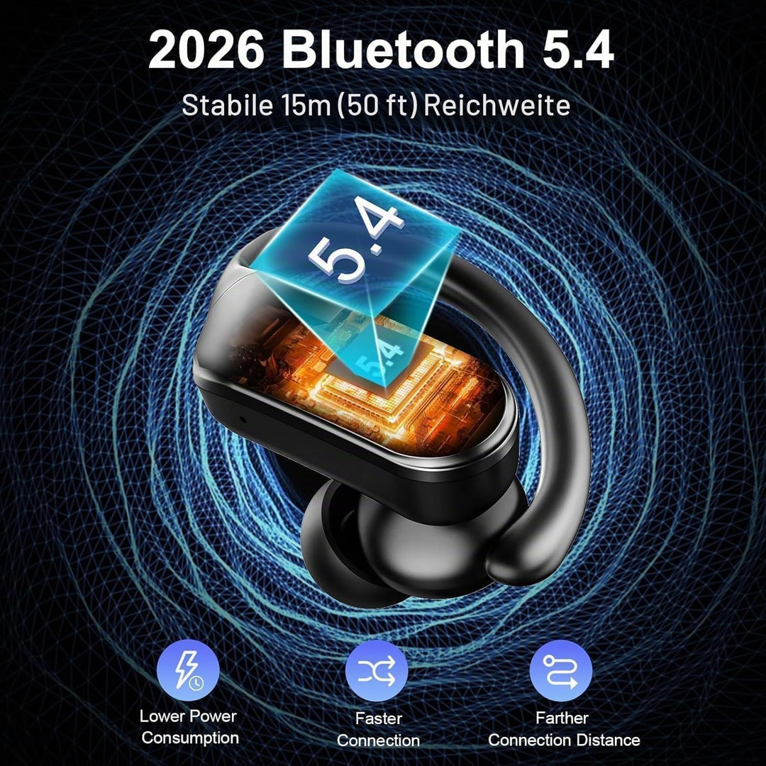 Kopfhörer Kabellos Bluetooth 5.4, 70H In Ear Bluetooth Sportkopfhörer IP8 | 4 ENC-Mics für Klare Anr