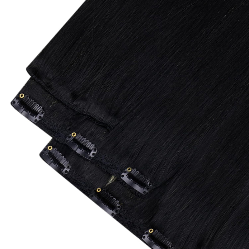 YoungSee Echthaar Extensions Clip Schwarz Clip in Extensions Schwarz Clip in Extensions Echthaar 50