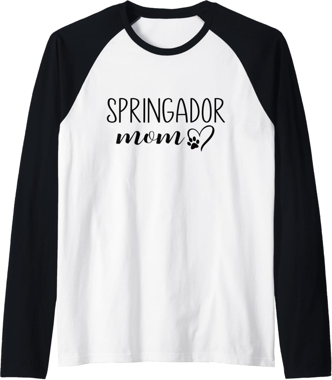 Dog Paw Print Heart Springador Mom Raglan