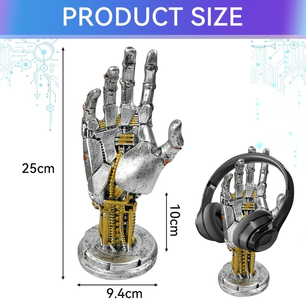 Cyberpunk Kopfhörerständer und Controller Ständer, Gaming Ständer Futuristisches Metalloptik Dekor C