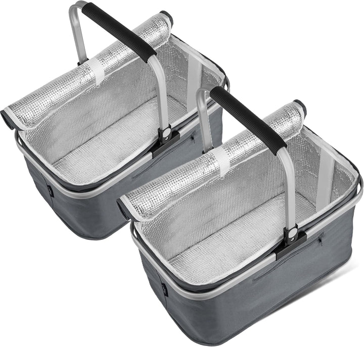 2 Stück KÜHL EINKAUFSKORB Thermo mit Deckel Kühlkorb Faltkorb Kühltasche Korb Thermokorb Kühlbox Iso
