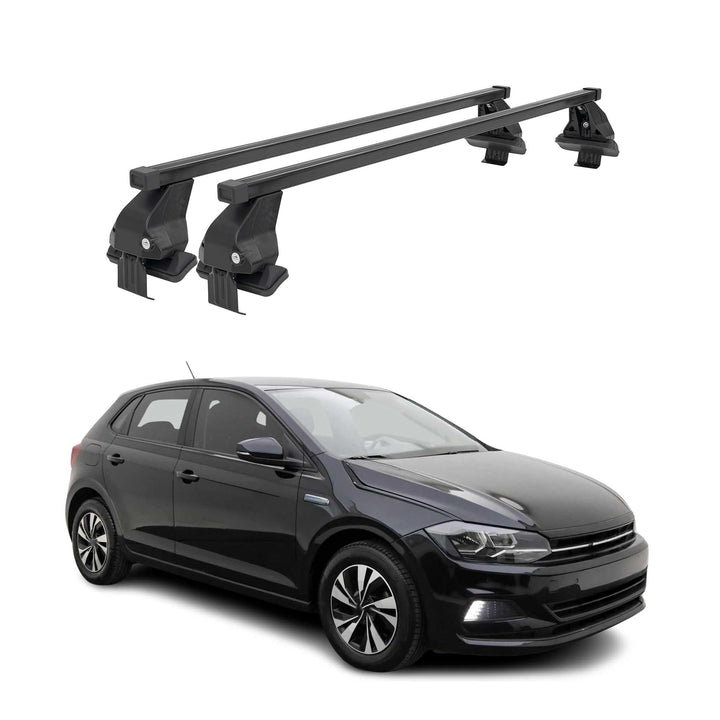 OMAC Dachträger Grundtäger kompatibel mit VW Polo 2021-2025 50kg Stahl Schwarz 2tlg