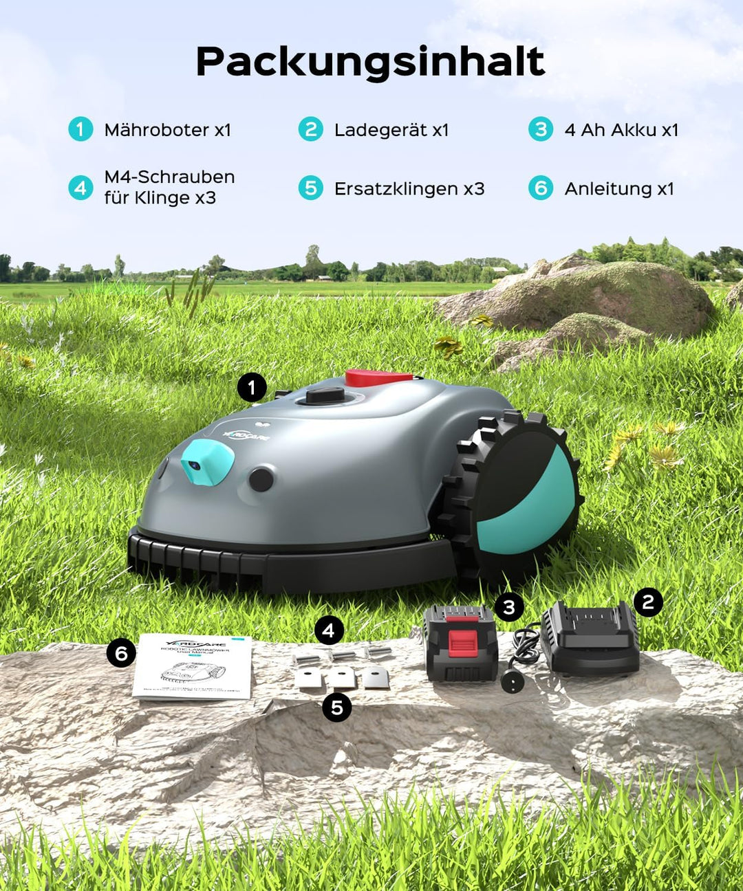 V100 Mähroboter ohne Begrenzungskabel Rasenroboter mit Kamera, Hindernisvermeidung, Vision Navigatio