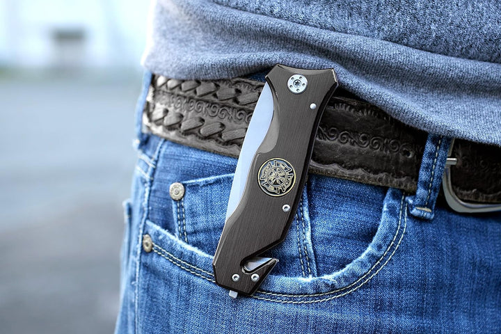 kwb Rettungsmesser mit Gurtschneider und Glasbrecher, extra scharf, Notfall-Messer mit 90 mm Klinge