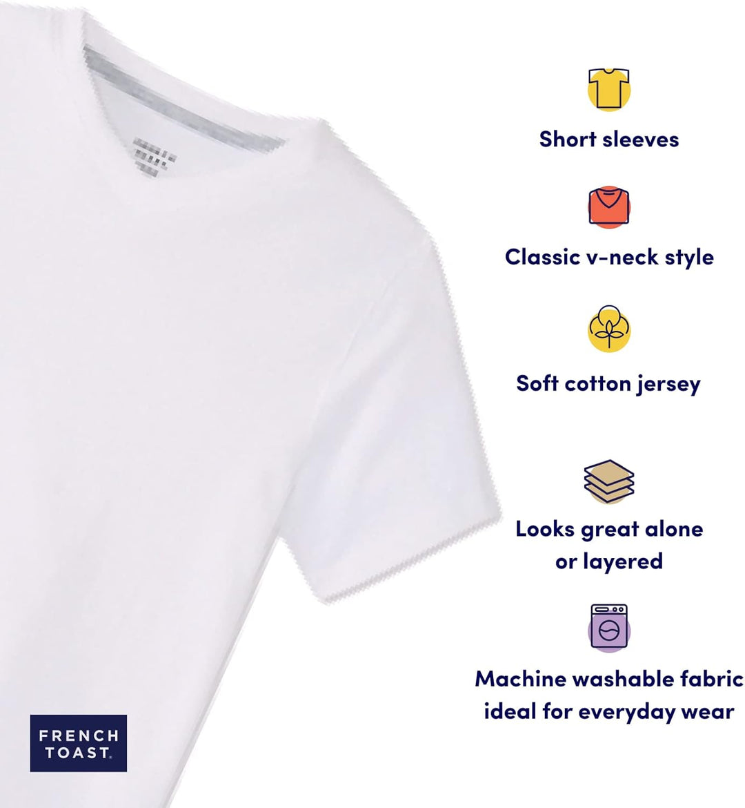 French Toast Little Boys' Short Sleeve V-Neck Tee, Heather Grey, 5
