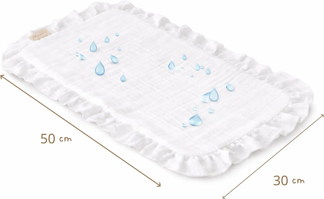 Thermikoa Spucktuch Baby Musselin – 50x30 cm Mulltuch für Kinderwagen – 3-lagige Baumwolle &amp; Frottee