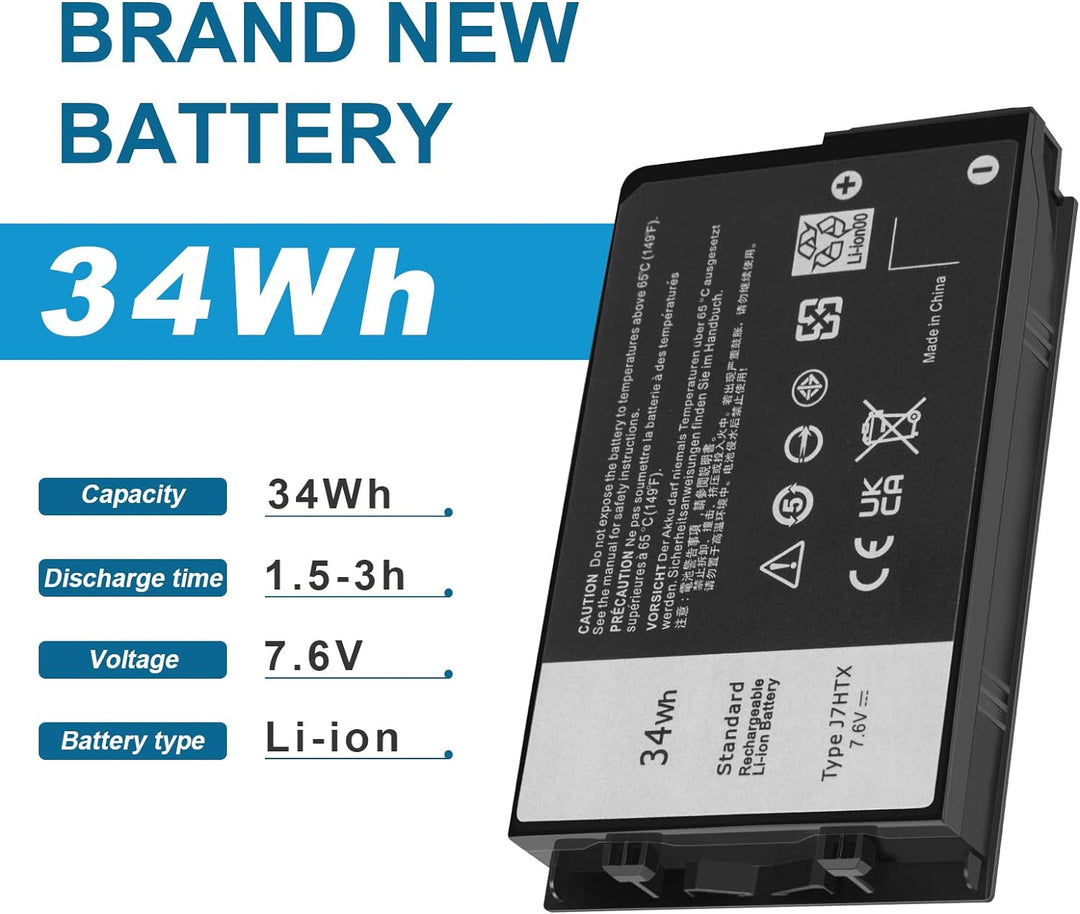 ARyee J7HTX Akku kompatibel mit Dell Latitude 7202 7212 Rugged Extreme Tablet Serie, Ersatz für J7HT