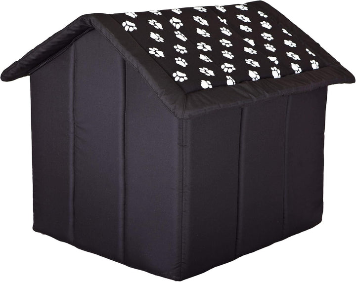 Hundehütte Hundehöhle Hundebett Hundehaus Katzenhöhle Grösse XXXL - 76x72 cm schwarz mit Pfoten 76x7