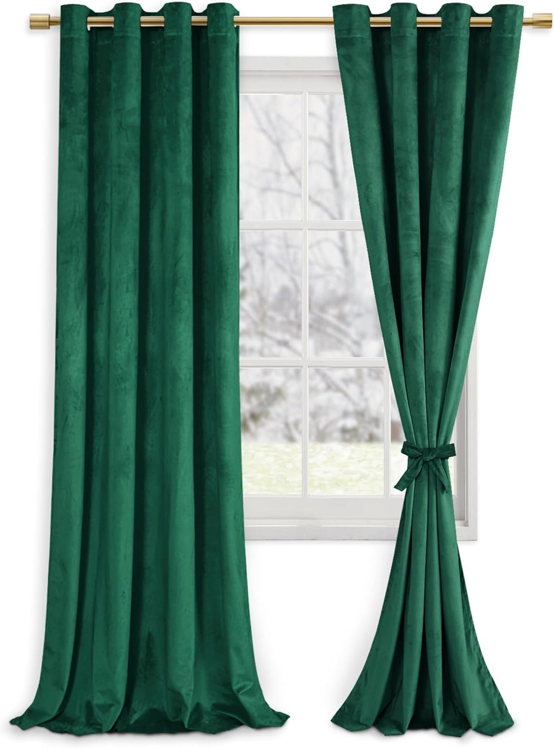 JIUZHEN Verdunklungsvorhang aus Samt, 2er Set Grün Samtvorhang weiche blickdichte Gardinen Grün Samt