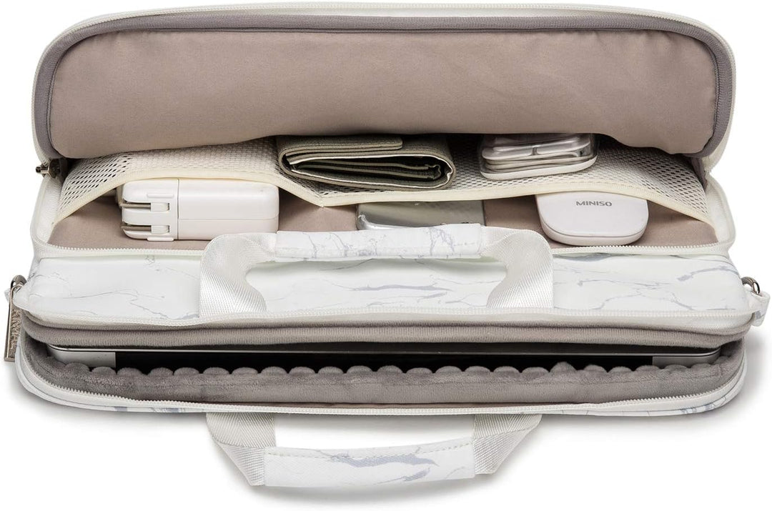 Kinmac 360 Degree Laptop Messenger Shoulder Bag, 15 inch-15.6 inch Weisser Marmor