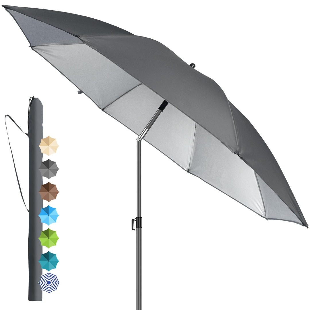 4smile Sonnenschirm Strand SunnyJoy, Anthrazit - UPF 50+ Strandschirm Ø 180 cm, sicherer Sonnenschut