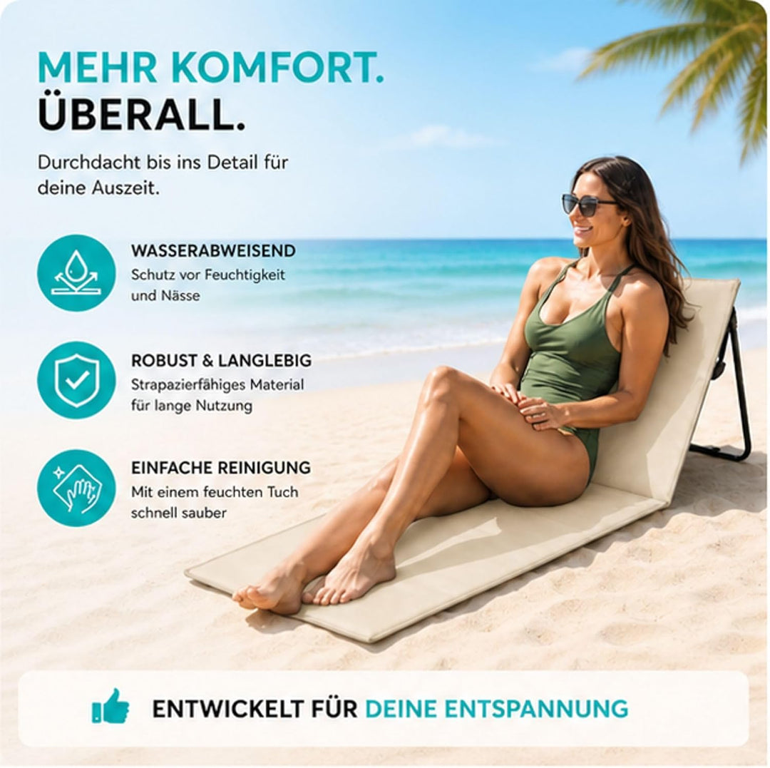 Intimo Living 2er Set Strandliege klappbar leicht – Bequeme Strandmatte mit Rückenlehne – Strandlieg