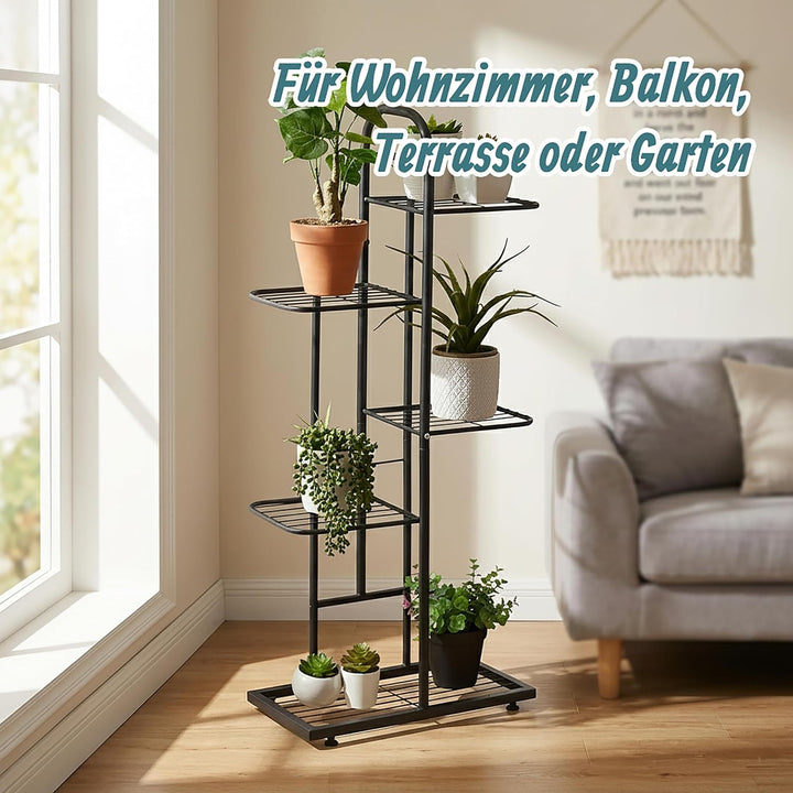 Relaxdays Pflanzenständer, 5 Ablagen, Pflanzentreppe Blumen &amp; Kräuter, Metall Blumenständer, HxBxT: