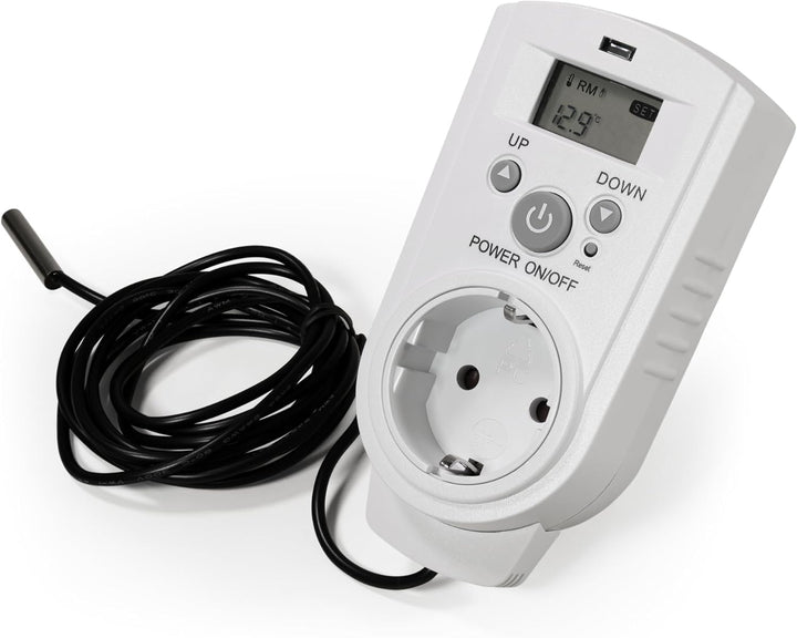 McPower Steckdosen Thermostat | TCU-540 | Klimaregelung 5-30°C, 3.680W 230V/16A inkl. Backup-Akku Di
