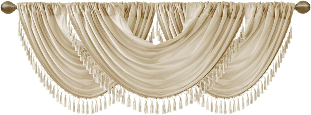 JLA Home INC Elena Querbehang mit Wasserfallverzierung, Kunstseide, 96,5 x 116,8 cm, champagnerfarbe