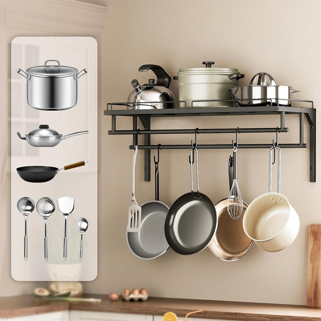 CHOEZON Topf-Rack, Pfannenhalter, Küche Wandregal für Töpfe und Pfannen, Küchenutensilienhalter mit