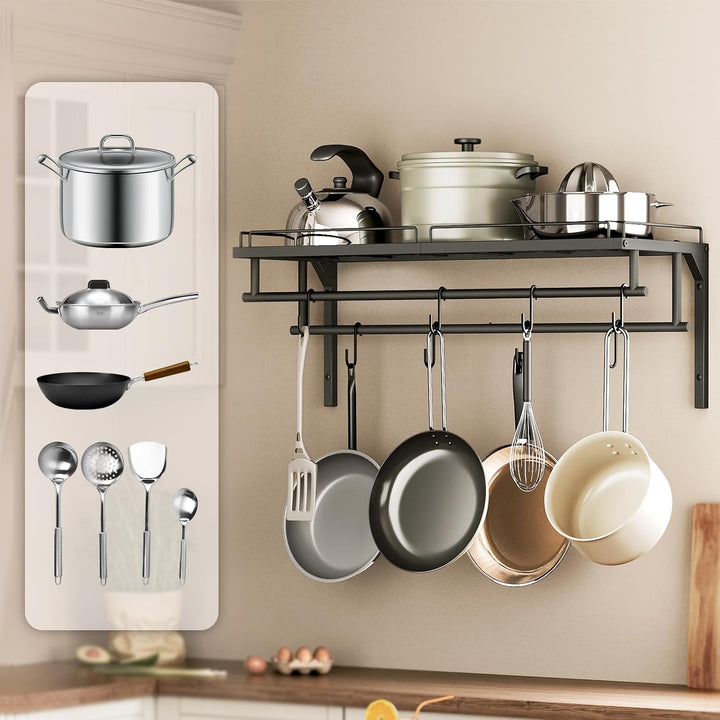 CHOEZON Topf-Rack, Pfannenhalter, Küche Wandregal für Töpfe und Pfannen, Küchenutensilienhalter mit
