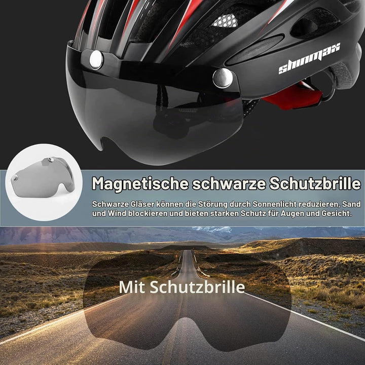 Shinmax Fahrradhelm mit LED-Beleuchtung, Fahrradhelm mit Sicherheitsbeleuchtung, magnetischer Fahrra