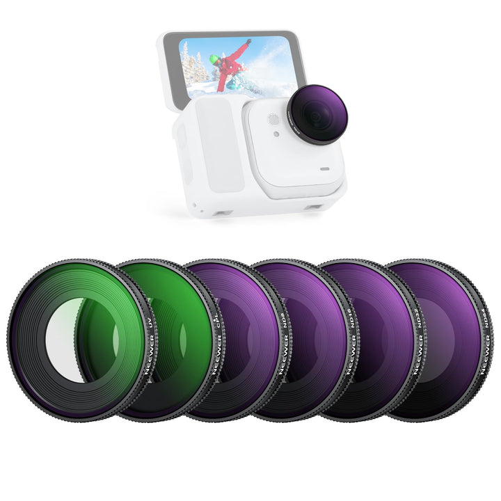 NEEWER ND Filter Set Kompatibel mit Insta360 GO Ultra (UV/CPL/ND8/ND16/ND32/ND64), aufschraubbarer z