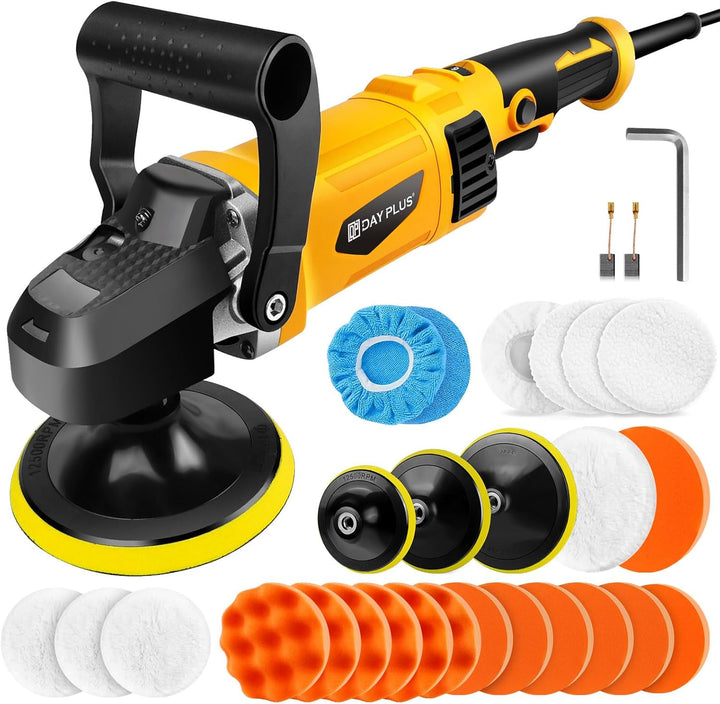 1400W Dual-Action-Polierer 120-180mm Auto-Puffer 6 Variable Geschwindigkeiten 800 bis 3500U/min, 2m