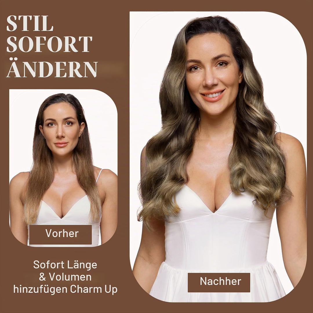 GOO GOO Clip in Extensions Echthaar, Echthaar Extensions Clip, 35cm 120g 7pcs, Extensions Echthaar,