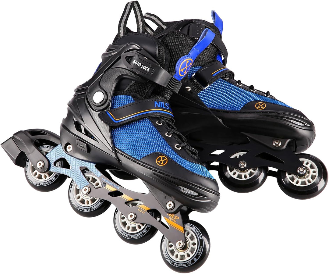 Nils Extreme 2-in-1 Eishockeyschlittschuhe, Farbe: Schwarz und Orange, Grösse: M (34-38)