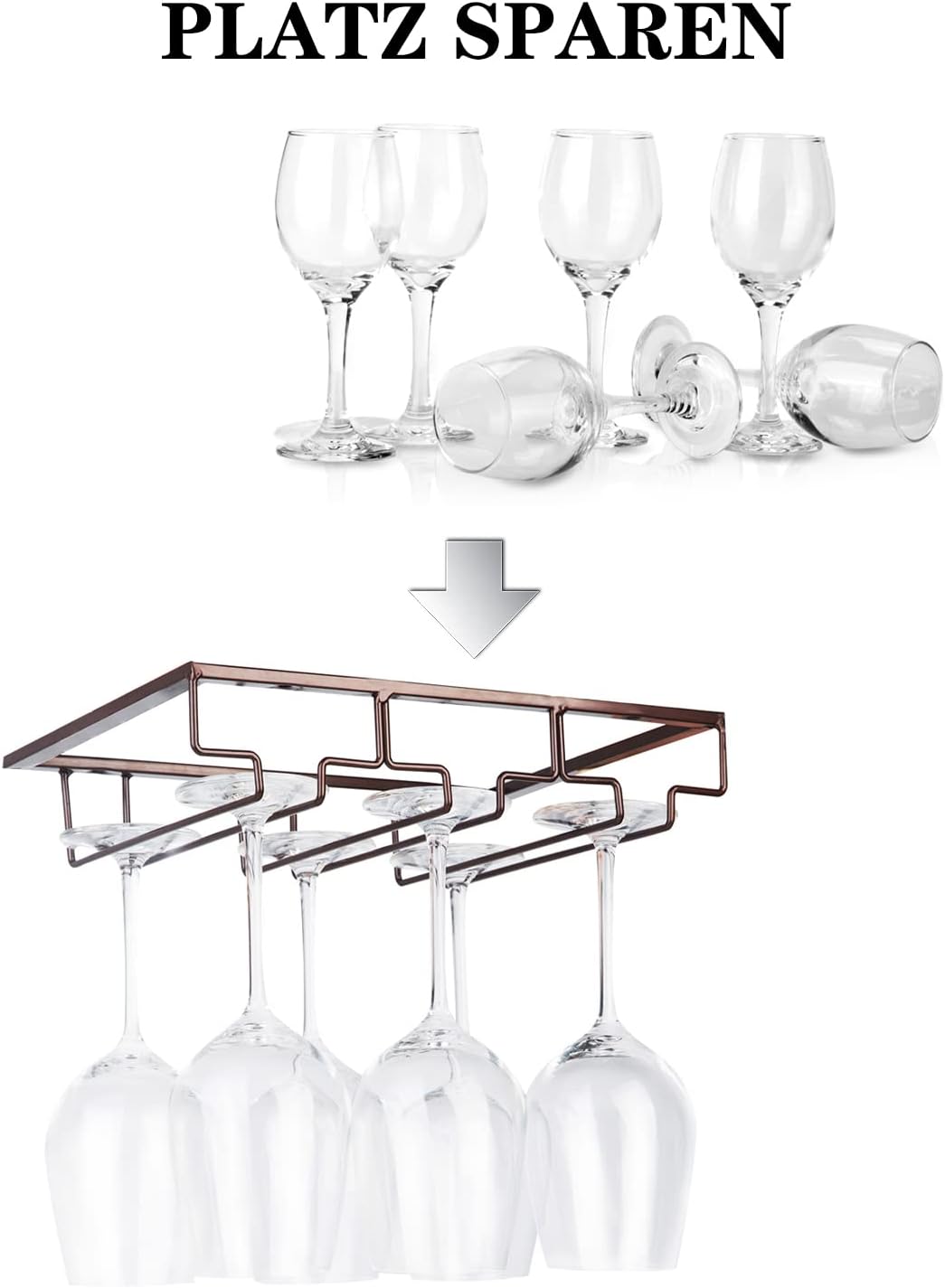 FOMANSH Weinglashalter unter dem Schrank, Gläserhalterung für Weingläser Stielgläser, hängender Wein