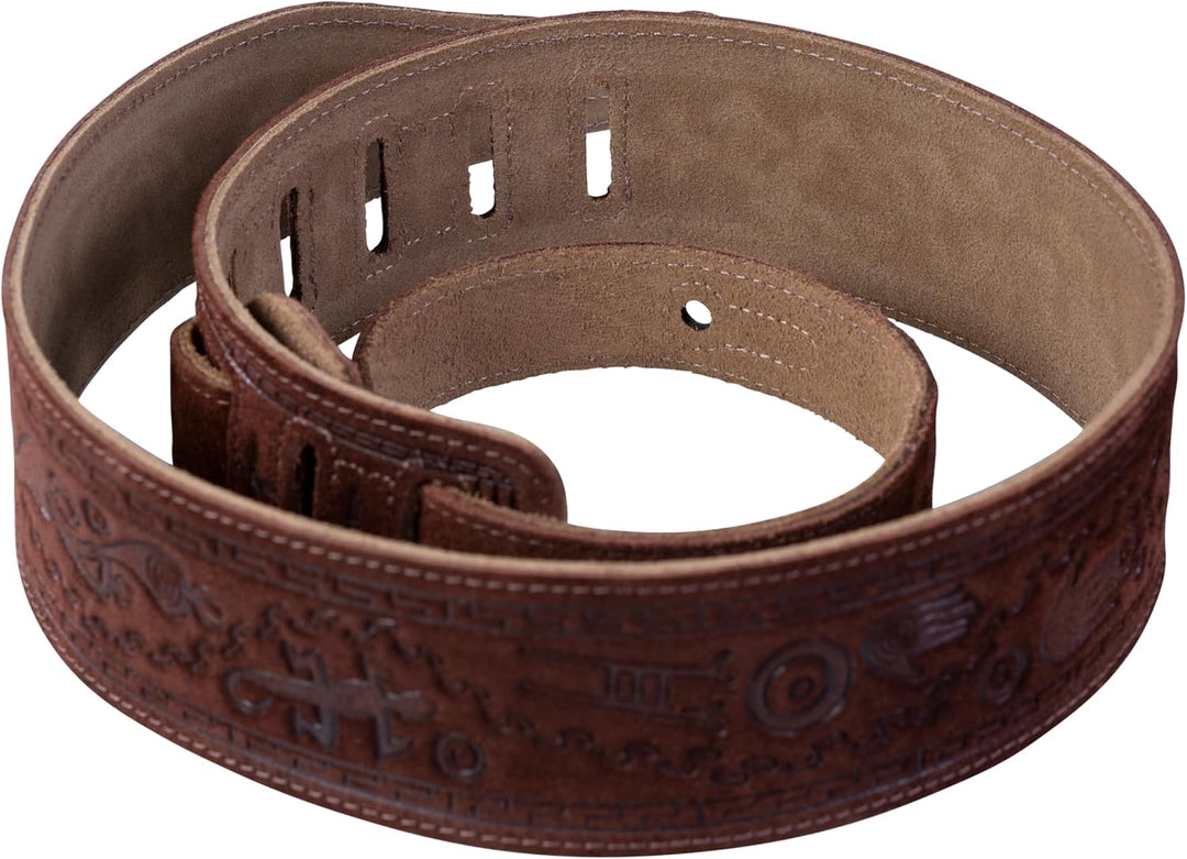Levy's Leathers MS17T03-BRN Gitarrengurt aus Wildleder, mit Kokopelli-Design, 6,3 cm, Braun, Braun