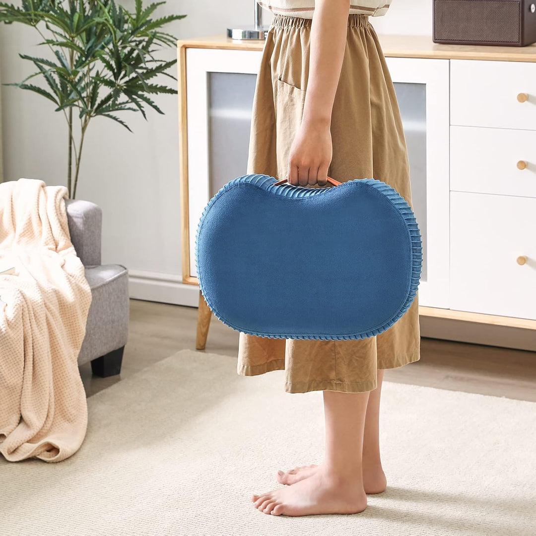 YMYNY Fusshocker, Sitzbank mit Griff, Gebogener Tritthocker mit weichem Sitzkissen, Gepolsterter Hoc