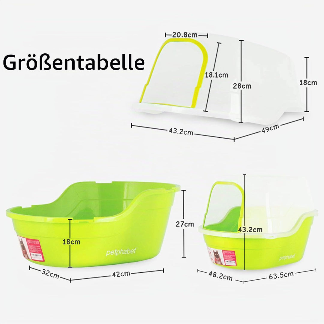 Petphabet grosse Katzentoilette mit Abdeckung, 63x48x43cm katzentoilette XXL Jumbo Hooded katzenklo