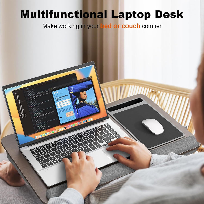 PUTORSEN Laptopkissen für Bett mit Kissen, Laptop Ständer Mausunterlage Passen bis zu 17,3 Zoll Note